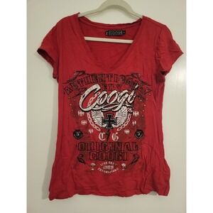 Coogi Women's Red Graphic T-Shirt‎